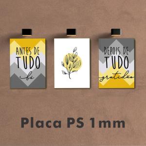 Placa PS 1mm - 30x40 cm PS 1mm  4x0 Impressão uv fosca Corte Reto 