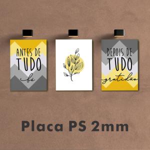 Placa PS 2mm - 20x30 cm PS 2mm  4x0 Impressão uv fosca Corte Reto 