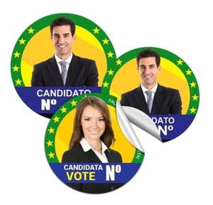 Praguinha Vinil 08 - line 120gr 9x9 cm 4x0 Brilho Meio corte adesivo campanha obrigatório CNPJ da grafica - CNPJ do candidato - Tiragem - Coligação