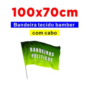 BANDEIRA EM TECIDO Tecido Bember 100x70 cm 4x0 Com cabo de Madeira Refilado e Grampeado 